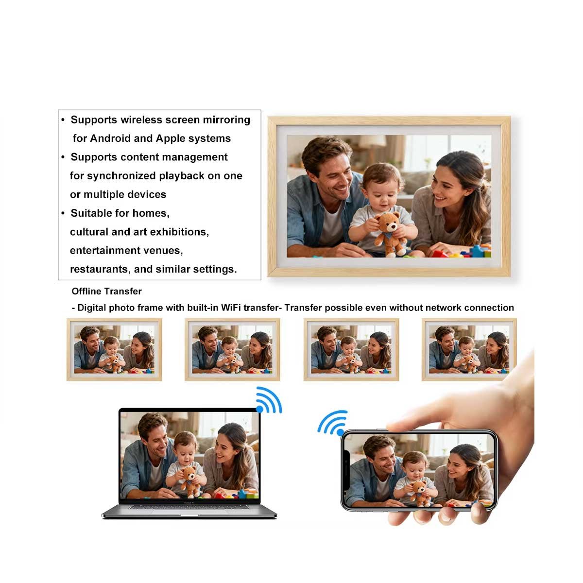 hd lcd display 15.6in ips smart picture frame remote monitor digital photo frame